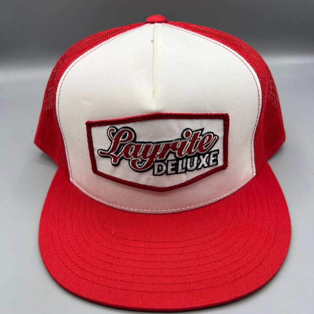 Layrite Deluxe Trucker Hat‎ Men Red White Stay Rite with Layrite Snap Back Cap